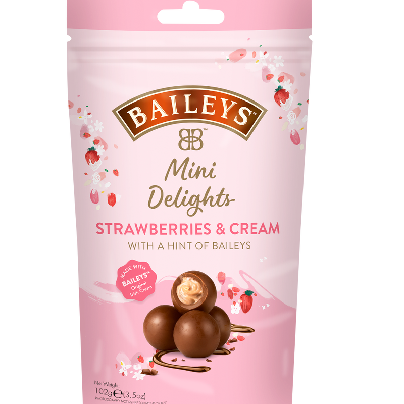 Baileys Chocolates Mini Delights Strawberry & Cream Pouch, 102G